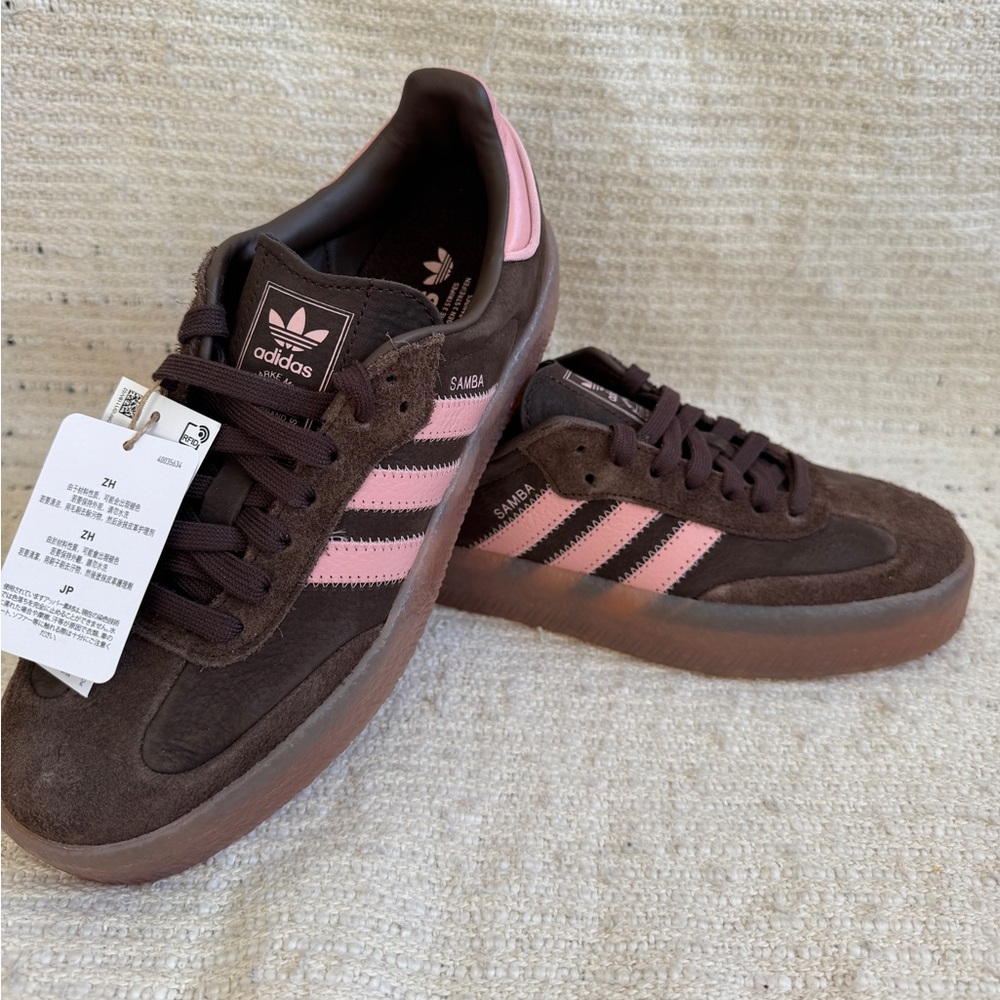 NWT Adidas Sambae Platform Sneakers Brown Pink Mauve JI2744 Size 7.5 Coquette